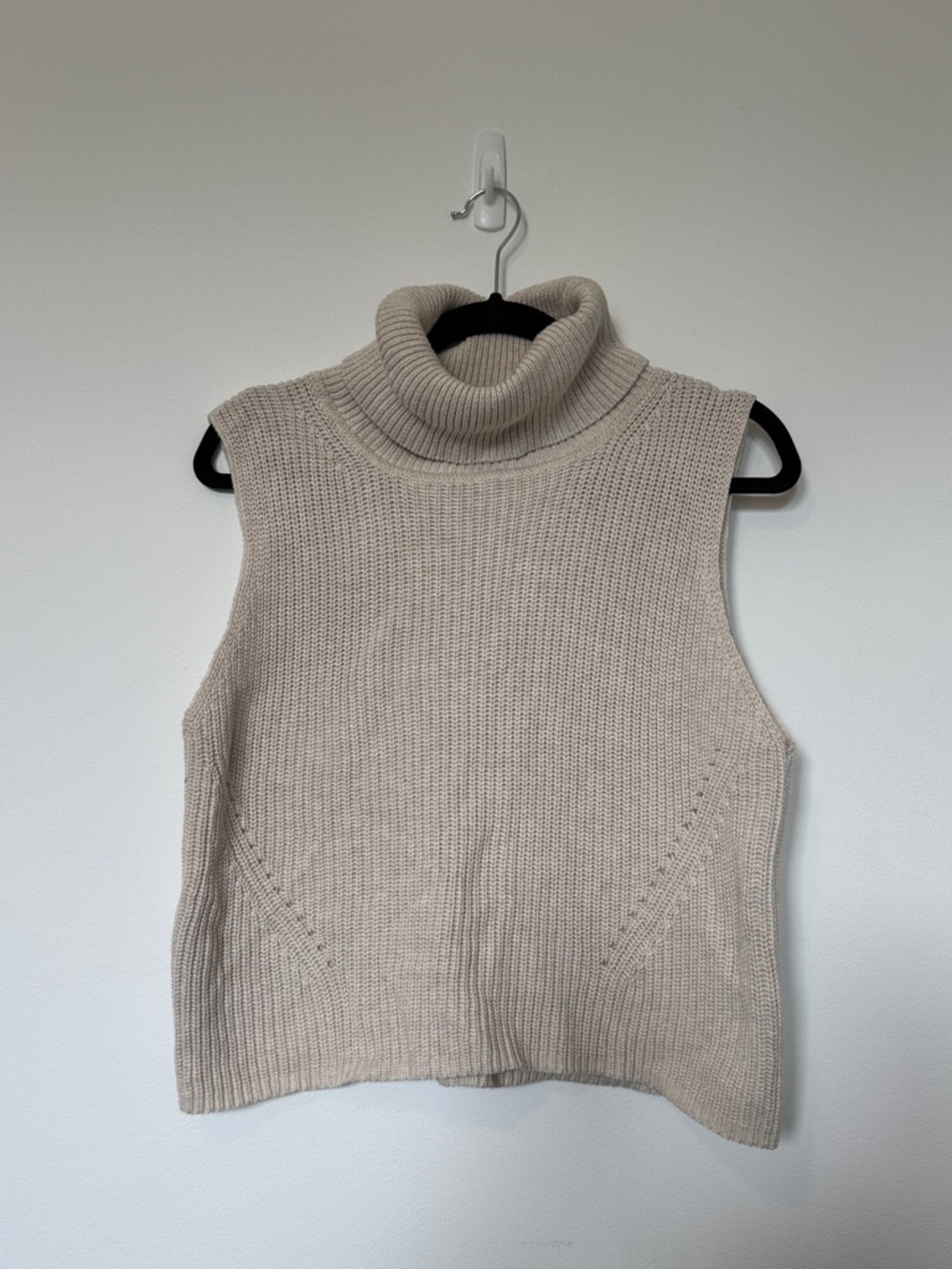 French Connection Sleeveless Turtleneck Sweater in Cream